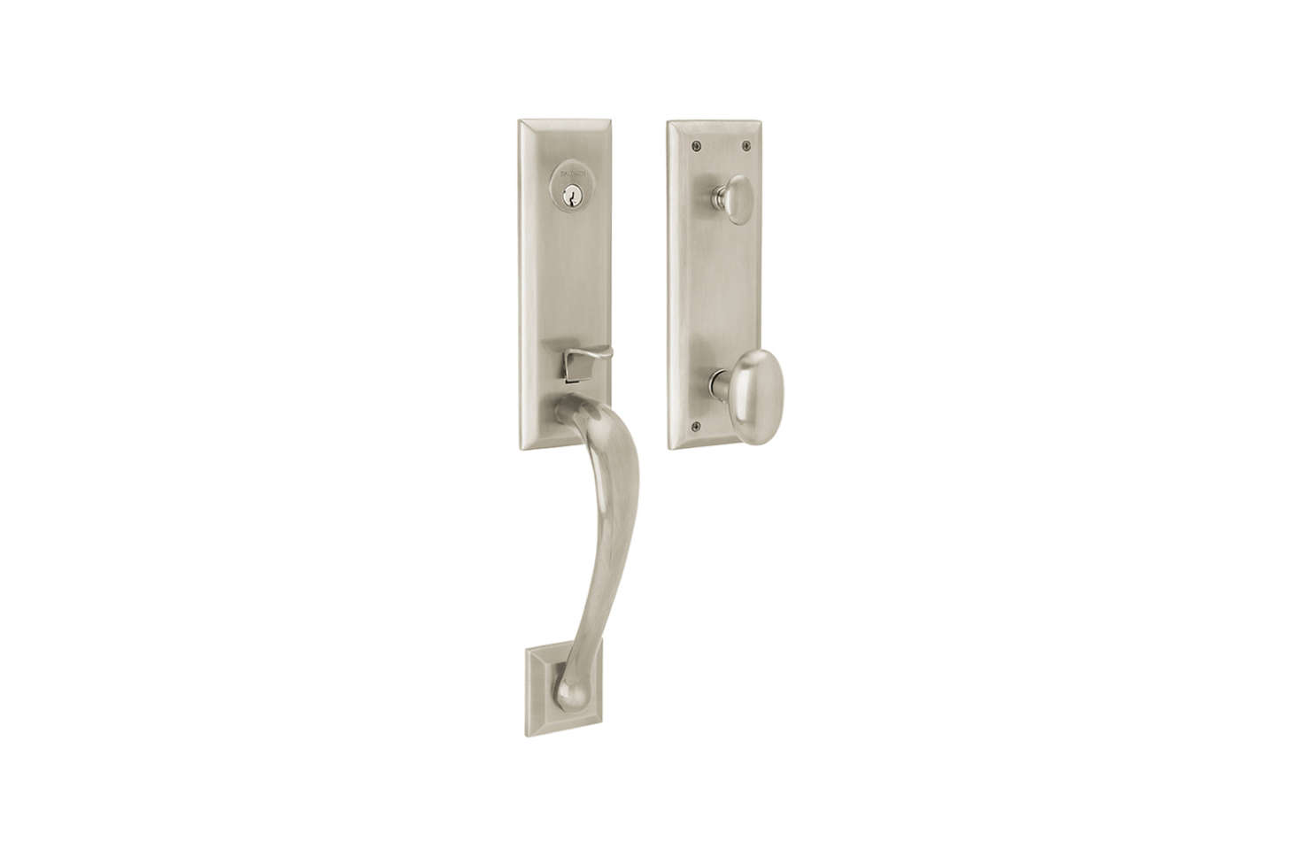 The Baldwin Cody 3/4 Handleset (85352.150), shown in Satin Nickel, is $387.44 at Baldwin Brass Hardware.