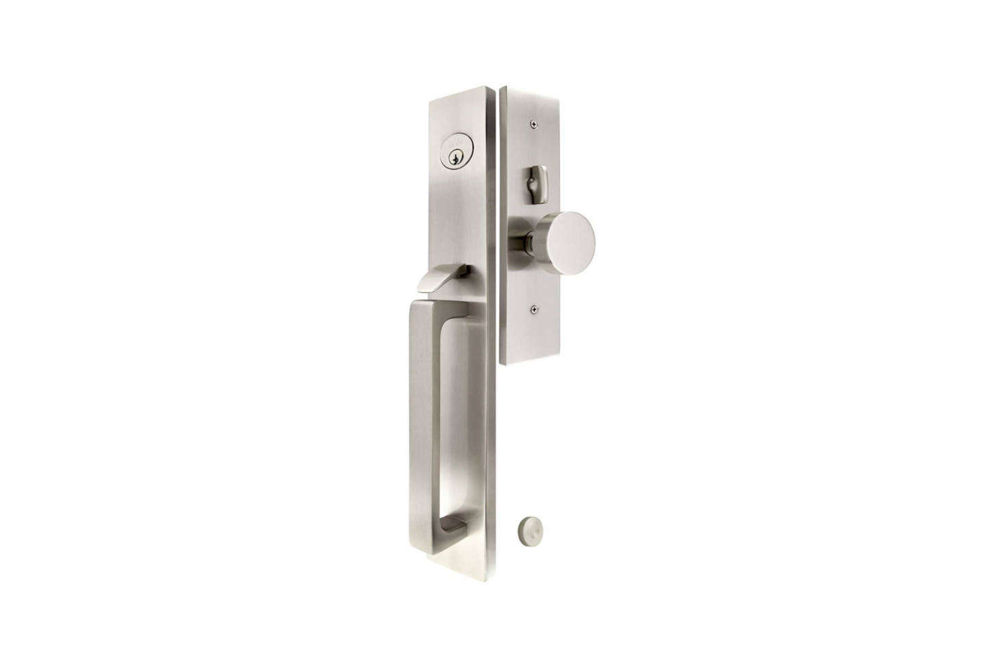 The Lugano Mortoise Entry Set comes with the choice of an interior knob or lever for $627 at House of Antique Hardware.