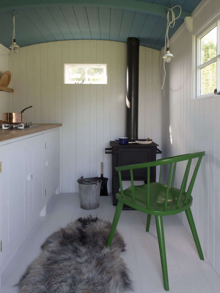 Shiplap cladding looks charming in A British Standard Kitchen in a Shepherd’s Hut, and has the added benefit of keeping the little kitchen snug against the wind.