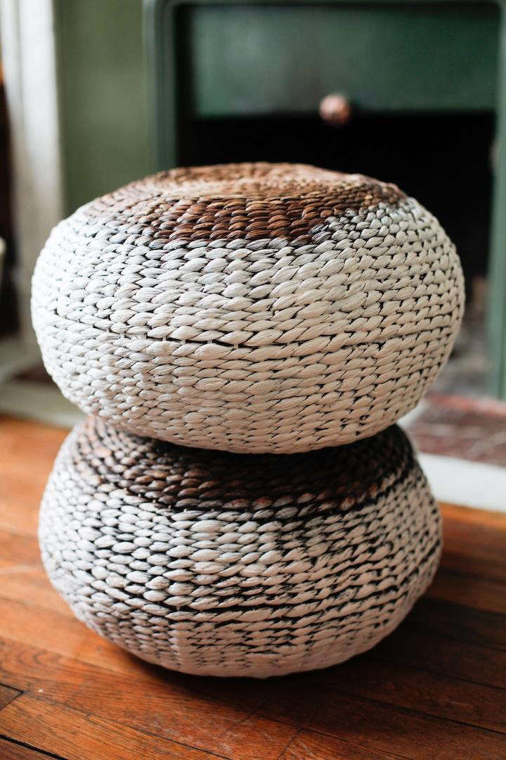DIY: Color-Blocked Wicker Poufs