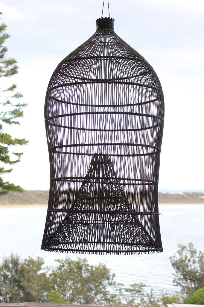 Net Gains 5 Fishing Baskets As Sculptural Lights Remodelista Above A Souvenir From Culburra House Beachside Al In New South Wales Australia The Fish Trap Light Shade Is For Two Sizes 135 Aud