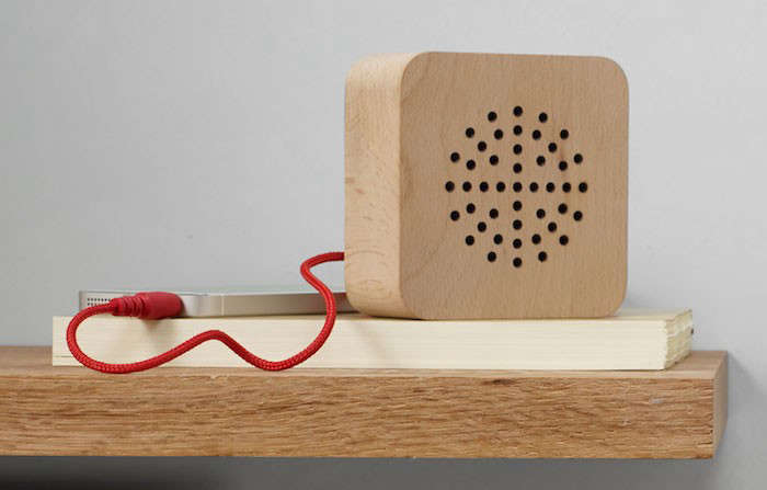 small wooden speakers