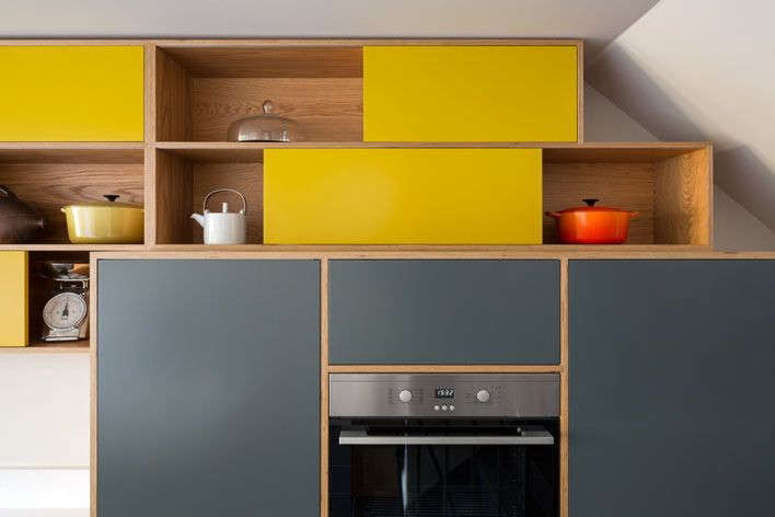 Kitchen Of The Week A Boundary Breaking London Remodel Remodelista A Wall Oven One Of Two Fits Nicely Into The Mondrianesque Design Photograph