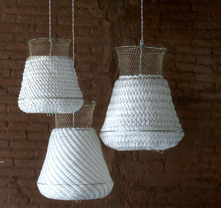 Net Gains 5 Fishing Baskets As Sculptural Lights Remodelista Above Barcelona Design Duo Manolito Manolita Weave Their Colimbo Lights From Mesh Fishing Traps And Cotton Learn More In Our Post Go Fish Lighting