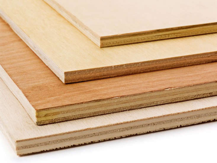 Many adhesives used to glue the layers of plywood veneers together contain urea-formaldehyde. Image via Wel Building Supplies.