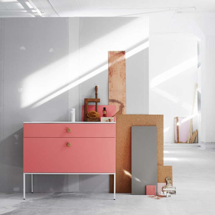 Colorful Customizable Bathroom Furniture From Sweden Remodelista Above The Side Collection Is Characterized By Straight Silhouettes Polished Porcelain Counteretal Legs Sink Vanity Shown Here In A