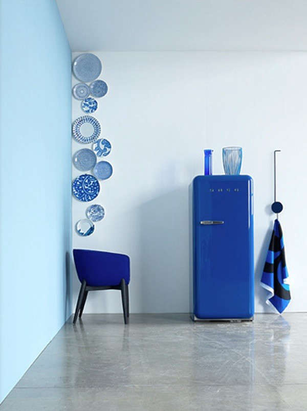 The proprietary hue has been adapted for every type of product, refrigerators included. Photograph from Trend Alert: 13 Kitchens with Colorful Refrigerators.