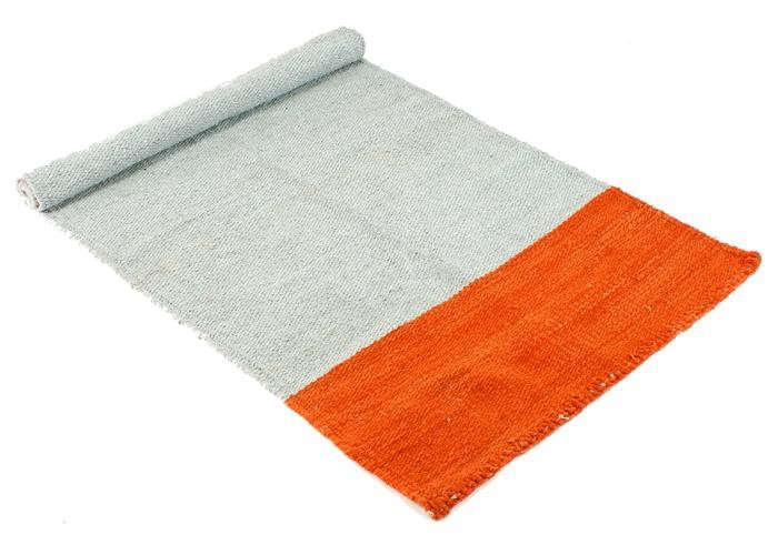 Wool Rug Orange Gray Small