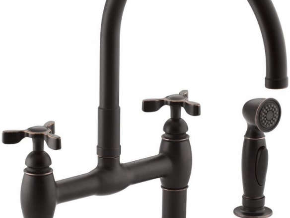 Kohler K-6131-3-2BZ Oil Rubbed Bronze (2BZ) Parq Deck-Mount Bridge Faucet - Kohler Oil Rubbed Bronze Kitchen Faucet