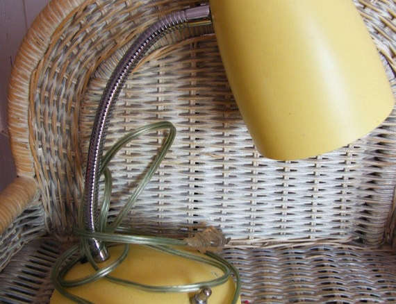 Mid Century Metal Bullet Shade Yellow Gooseneck Desk Lamp