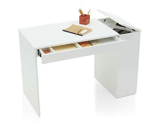 10 Easy Pieces Desks For Small Spaces Remodelista Above The A Frame White Desk By Uk Designer Alex Swain Is Made Of Fsc Certified Birch Plywood And Has Tilting Worktop With Pencil Tray 515 848 50