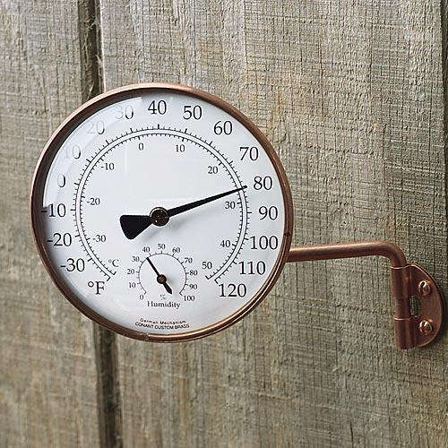 Outdoors Copper Thermometer At Garrett Wade Remodelista Above The Copper Outdoor Combination Thermometer Hygrometer Is Side Mounted On Garden Wall 59 95