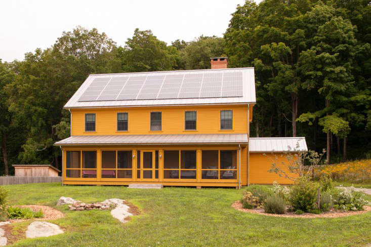 Solar panels on a new farmhouse in Connecticut by Remodelista Architect and Designer Directory member Rafe Churchill. For more, see The Architect Is In: The New Connecticut Farm, Sustainable Edition.