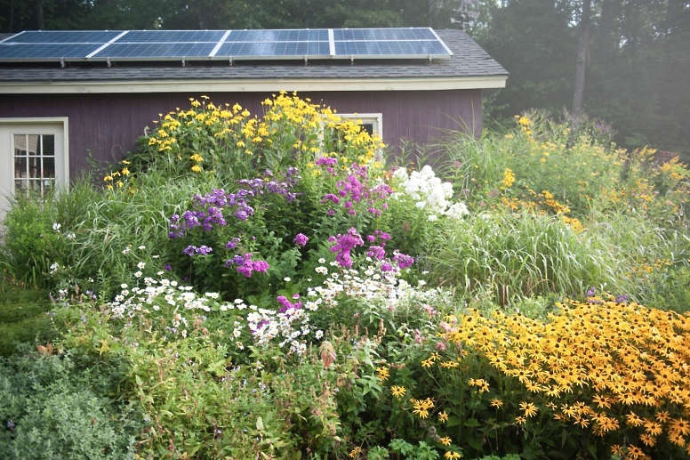 An eco-friendly garden shed in Vermont, solar panels included. For more, see Garden Designer Visit: A Burst of Color in the Green Mountains on Gardenista. Photograph by Susan Teare courtesy of JMMDS.