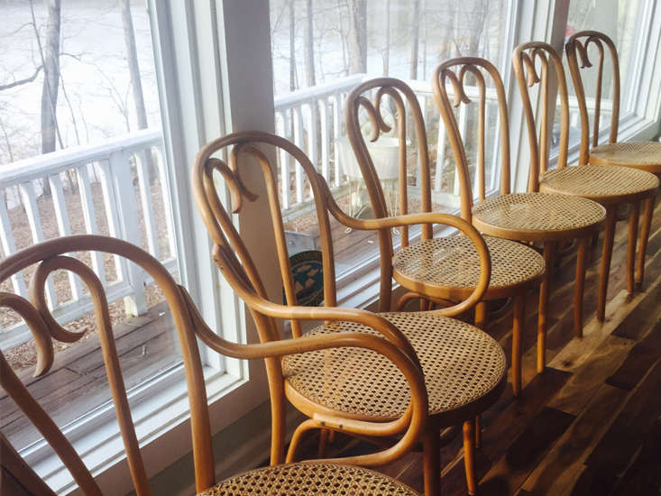 Vintage Thonet Bentwood Cane Arm Chairs Pair