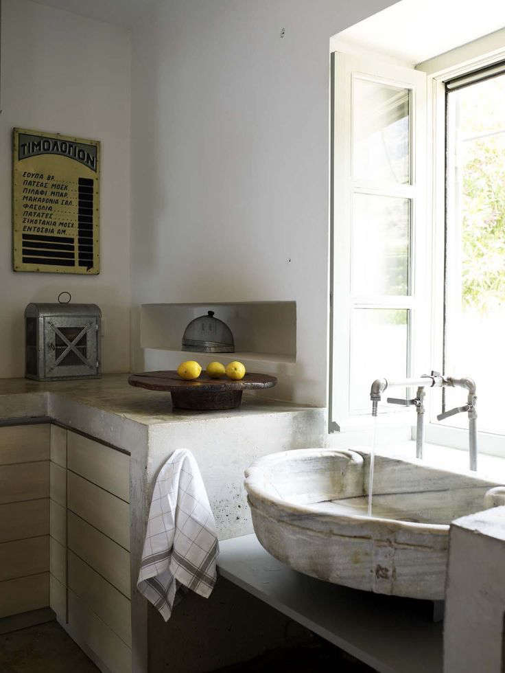 Zoumboulakis Architects Hydra Concrete Kitchen with Sink