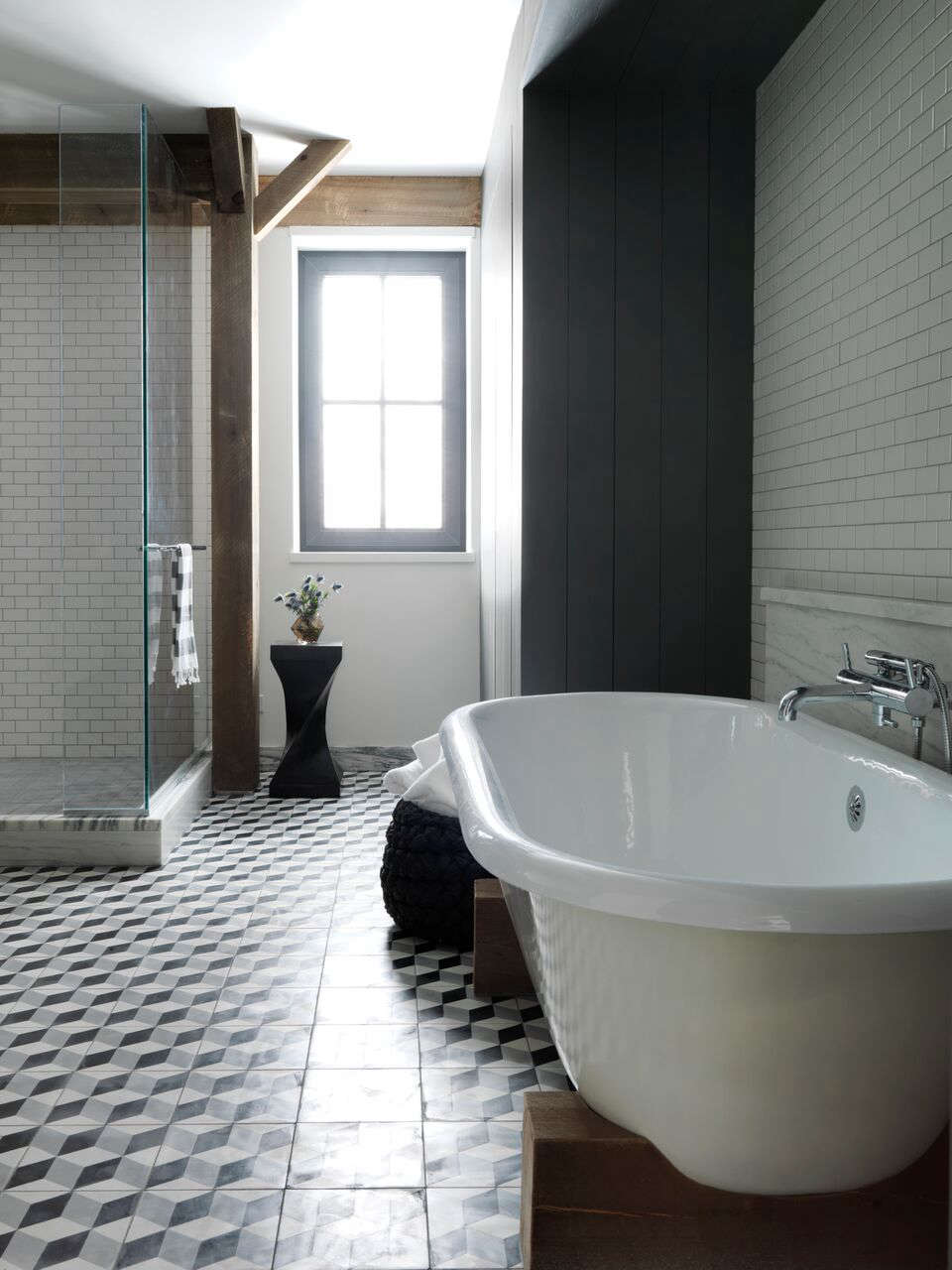 Architect Visit A Barn Style House For The Future Hudson Valley Master Bath With Block Patterned Cement Tiles By Barliswedlick At Fox Hall A Pive