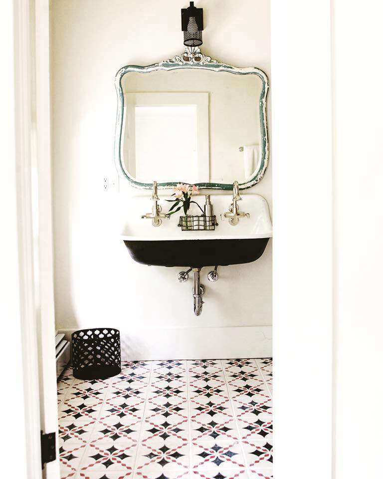 The bathrooms all have tiled Moroccan floors.