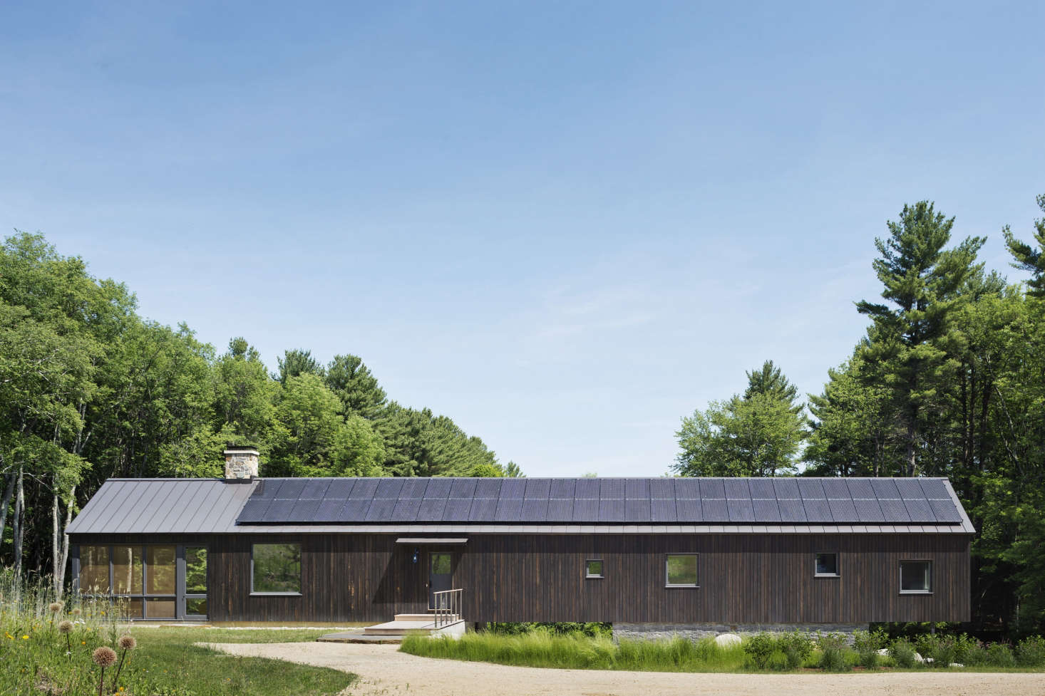 A Berkshires getaway is one with nature, expansive solar panels included. See Architect Visit: Aging in Place in the Berkshires, Modern Barn Edition.