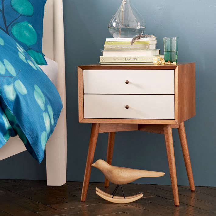 Mid Century Nightstand White Acorn