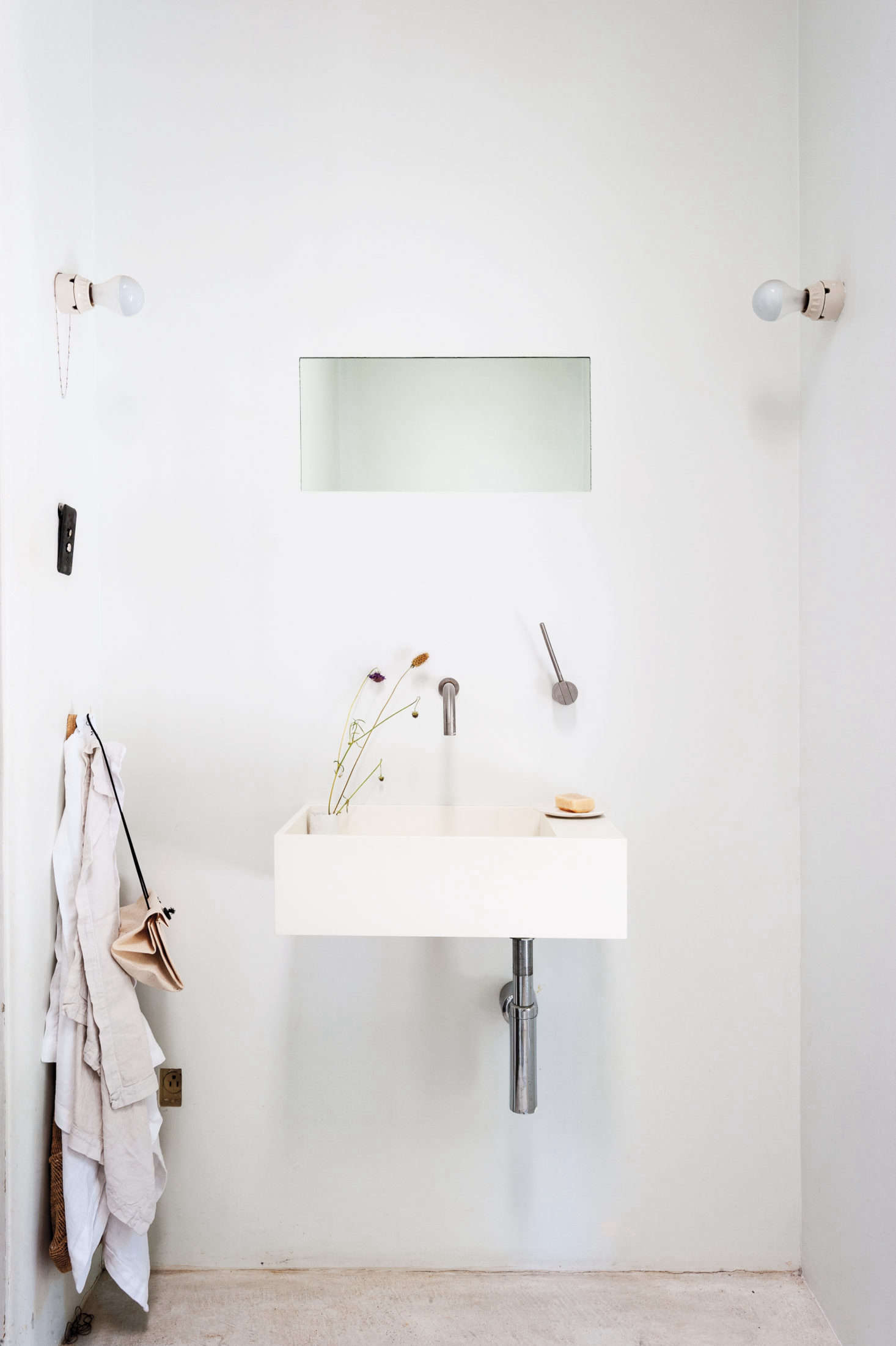 Keep a small bottle of this spray in the bath for easy freshening. Photograph by Matthew Williams for Remodelista; see World’s Tiniest Spa Bath: A Grecian-Inspired Guest Suite in LA.