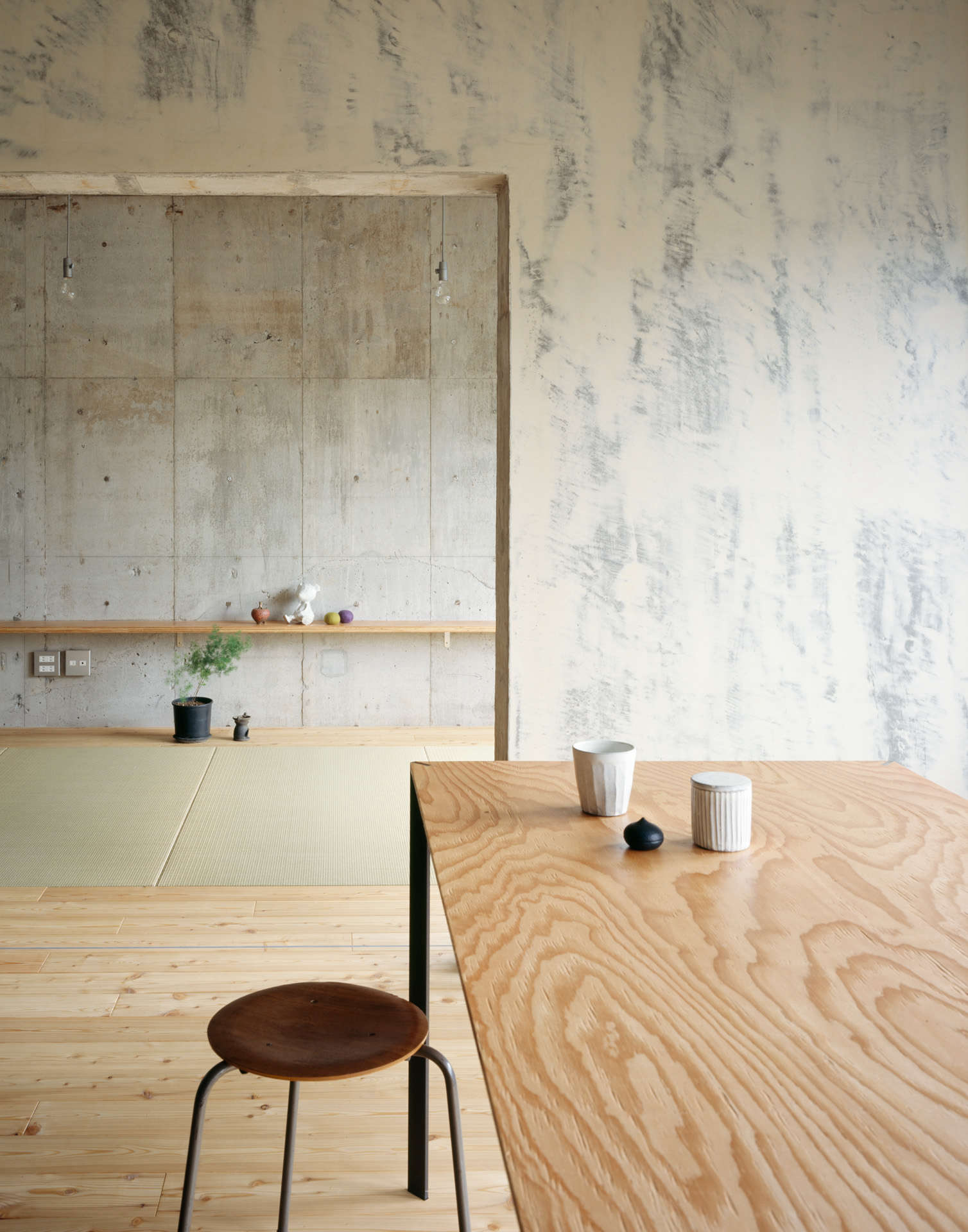 A view into the living area, with tatami matting.