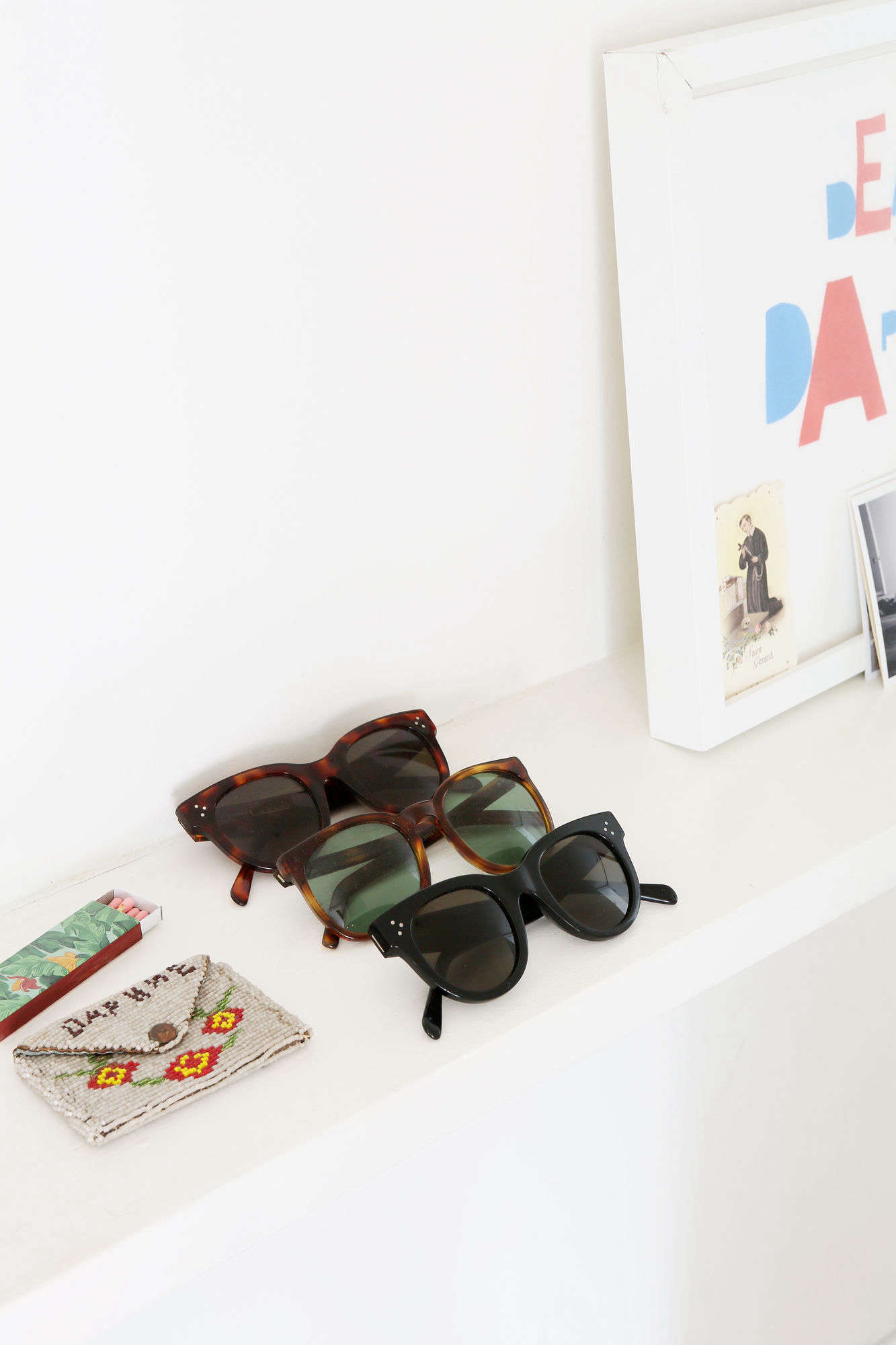 Built-in shelves hold everyday necessities.