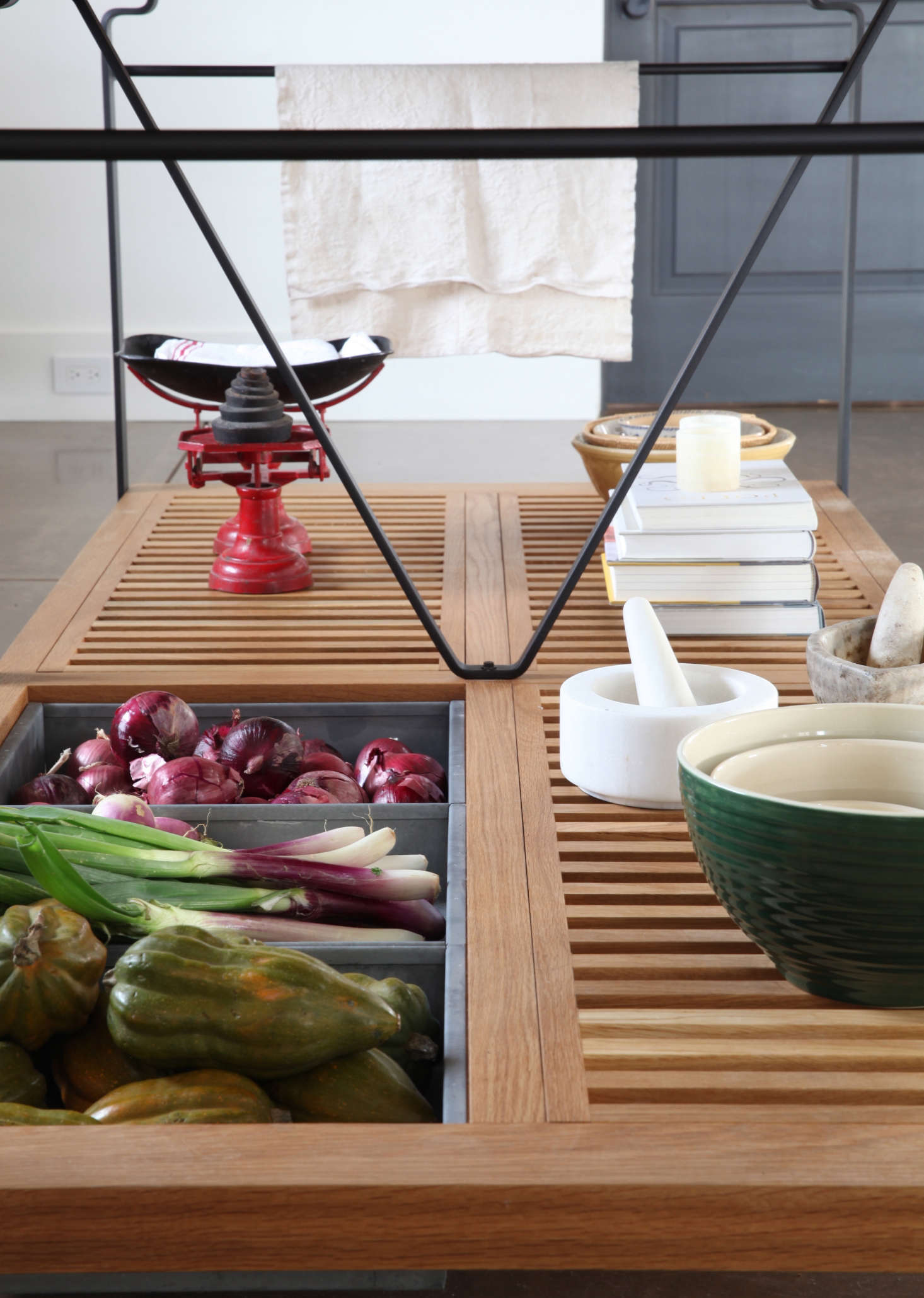 The star of the kitchen is the March Worktable by woodworker Matt Bear of Union Studio in Berkeley. It