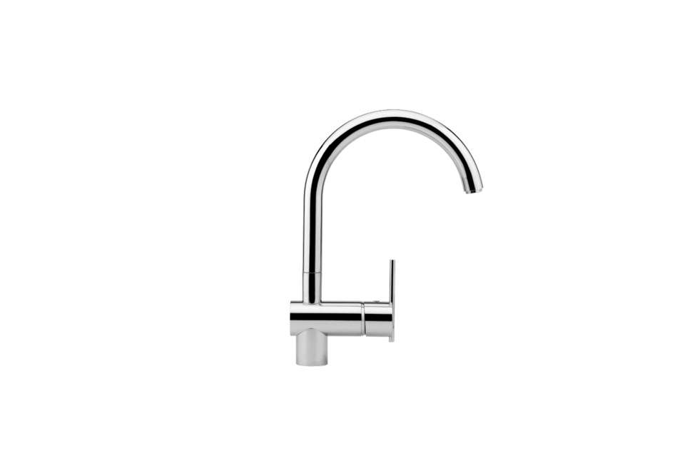 Designed by architect Raul Barbieri for Zucchetti, the Spin Sink Mixer with High Arch Spout comes in chrome or satin with the option of custom finishes such as gold and rose gold. Available through Streamline Products.