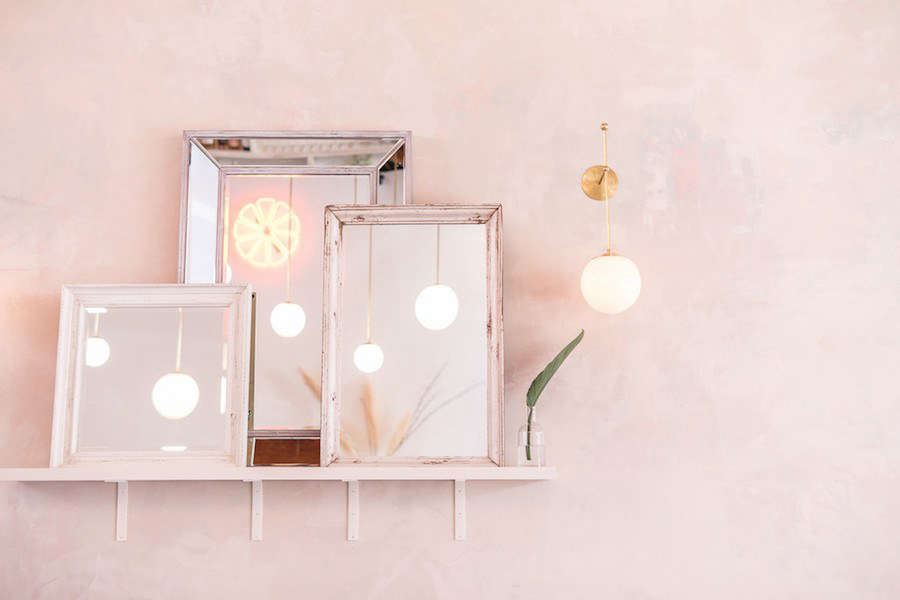Vintage mirrors, inspired by a design detail in Weekends’ “favorite little pizza place in London.”