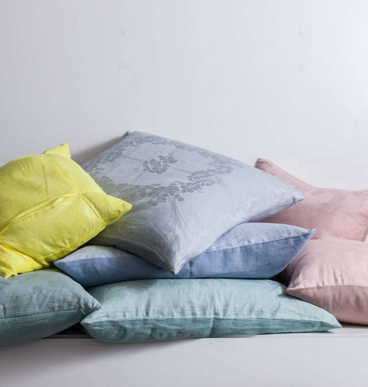 Hand Dyed Pillows Made Antique Damask Linens Cosmos