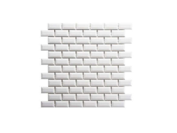 Metro Subway Beveled Glossy White Porcelain Mosaic Tile