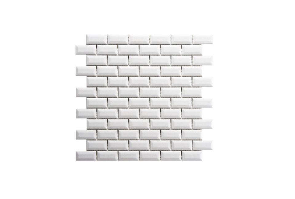 Metro Subway Beveled Glossy White Porcelain Mosaic Tile Metro Subway Beveled Glossy White