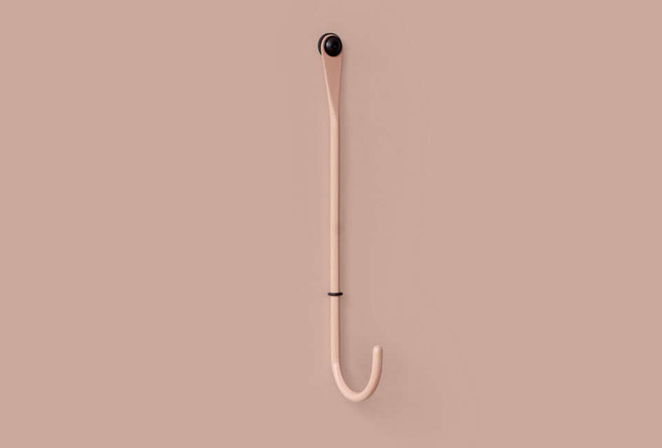 The Bite Hook in a Calamine shade of pink.