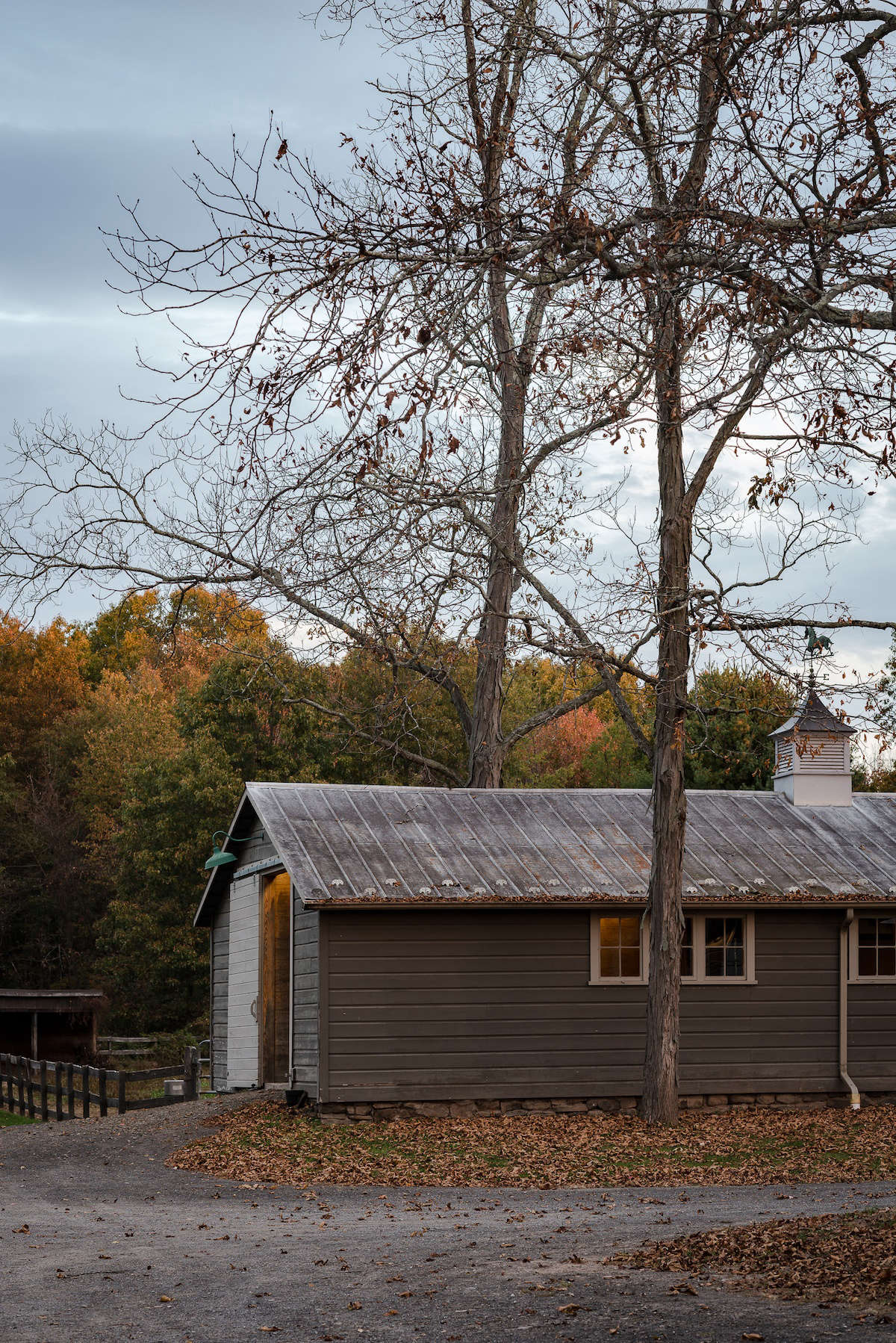 The back barn, adjacent to the paddock, keeps Seyfried’s horses.