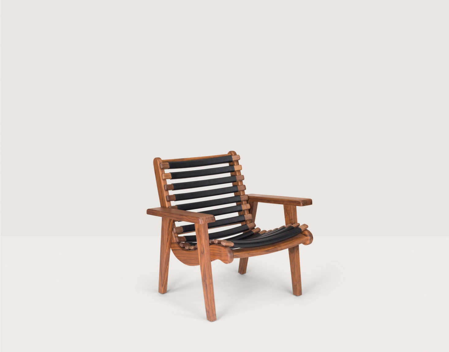 Mexican Bauhaus Wood And Leather Furniture From A Midcentury Master The Armchair With Black Leather Wred Ribs