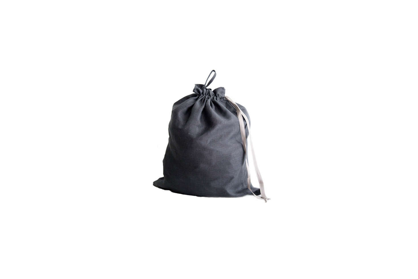 Source a linen drawstring bag from Etsy, like the Large Linen Laundry Bag (shown) in dark gray for $4