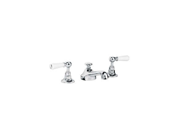 Lefroy Brooks White Lever 3 Hole Basin Mixer With Pop Up Waste