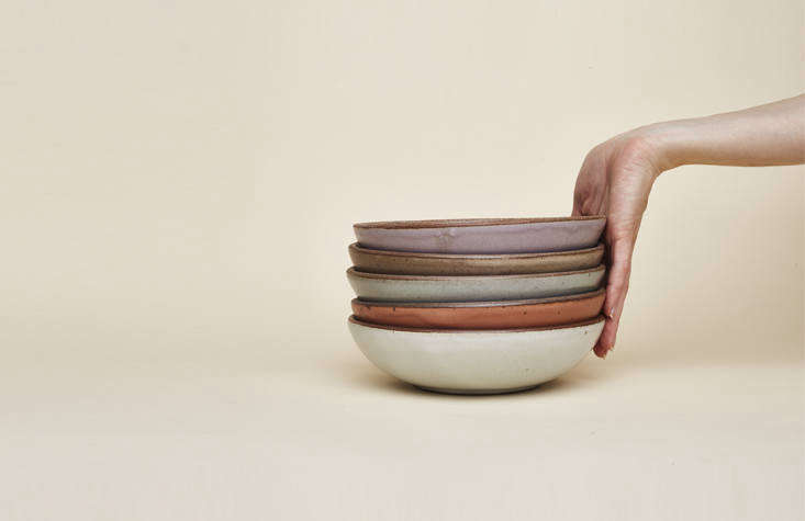 Everyday Bowls ($48), “the most popular and versatile personal bowls we make,” the team says, in old and new colorways. Although each piece is handmade, the ceramics have a sturdy uniformity about them. “There are very few workshops in the the US that make a full range of dinnerware that can be stacked high in bus bins, put through a commercial dishwasher, look consistent from plate to plate, but still have the grounding quality of something handmade,” Connie says.