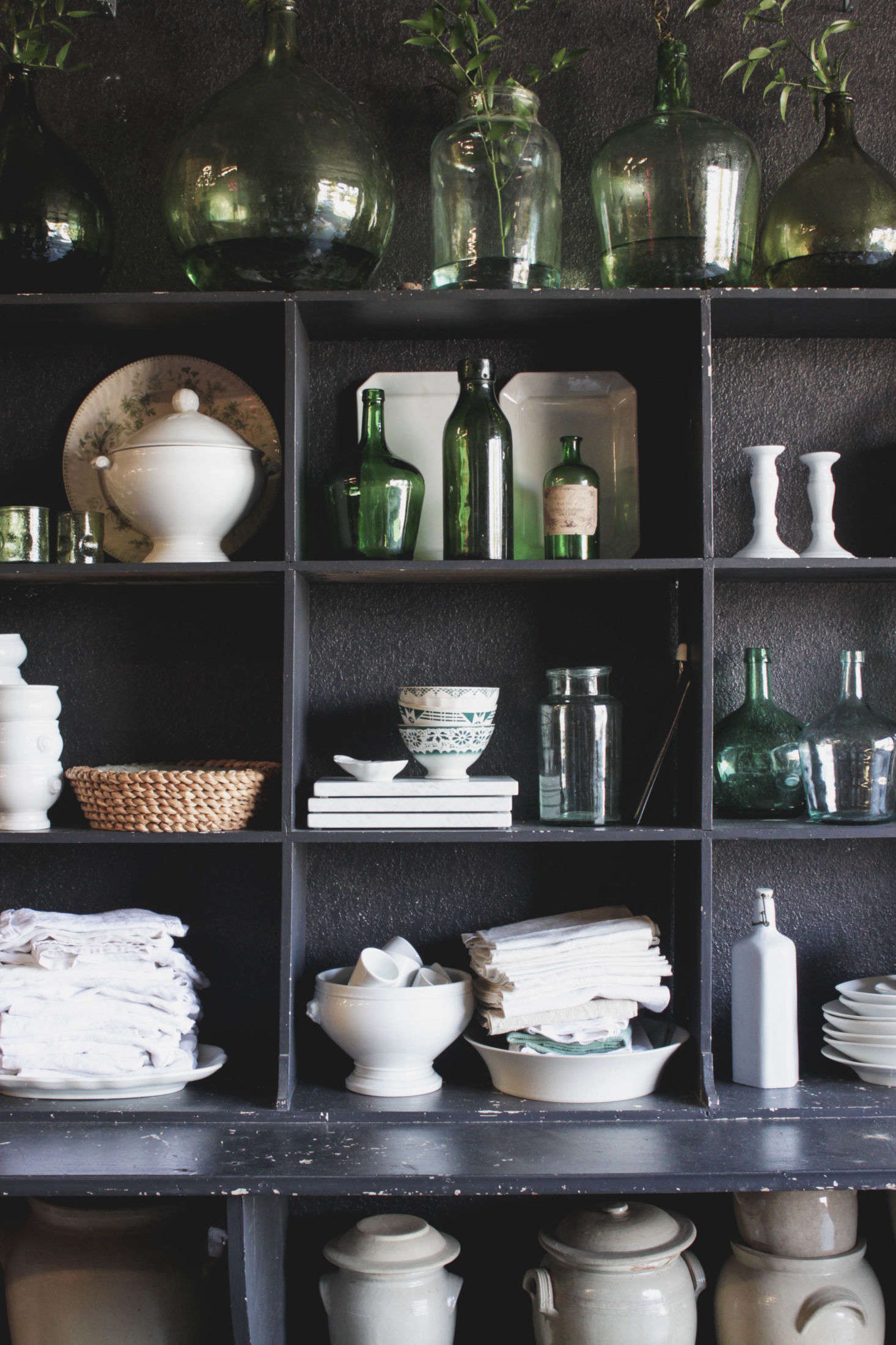 At Elsie Green, shelves of stoneware and glassware.