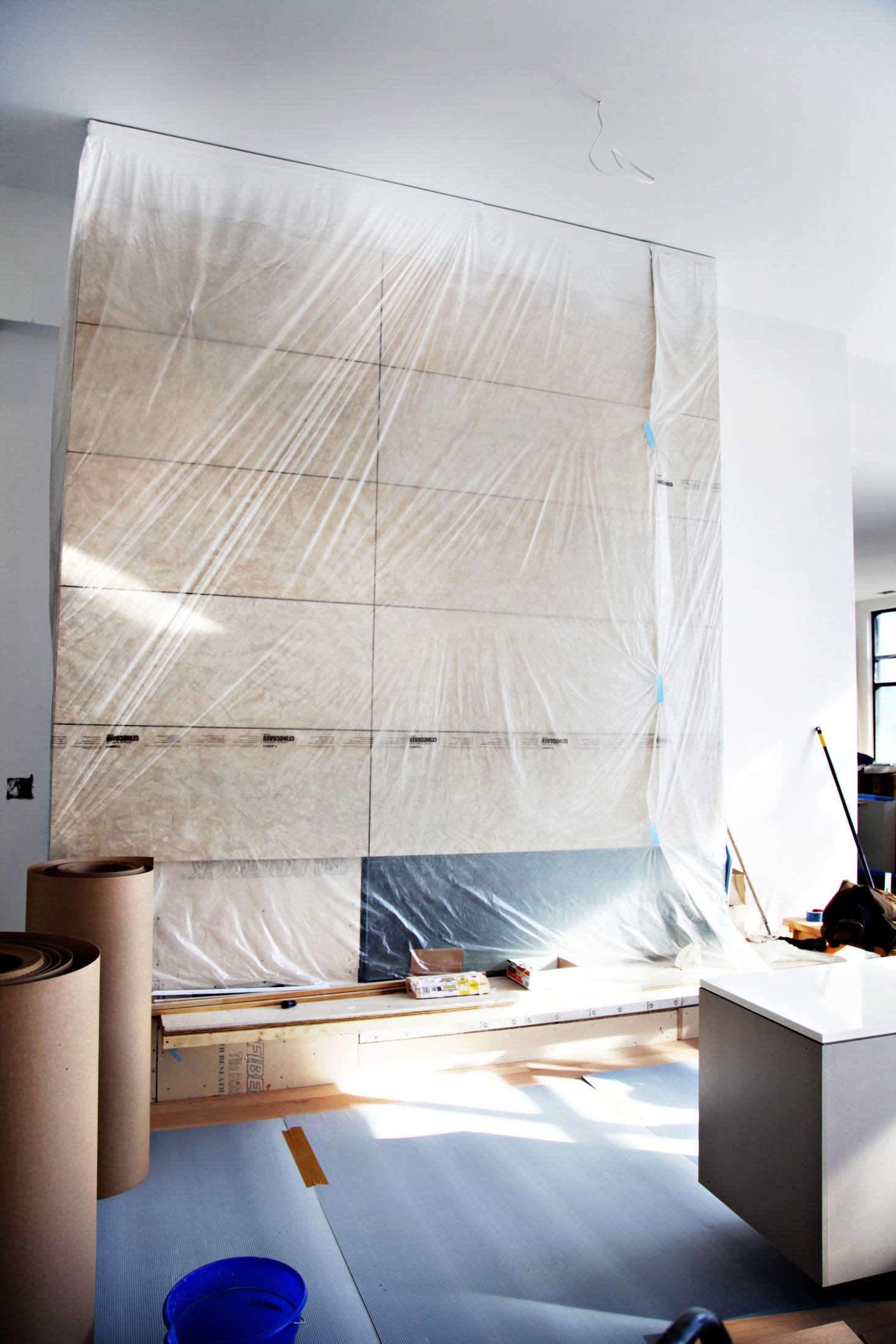 For painting projects, Trimaco makes “Cling Cover” plastic sheeting that self-adheres and clings to almost any surface. The film is treated with a formula that attracts paint overspray and can withstand multiple uses.