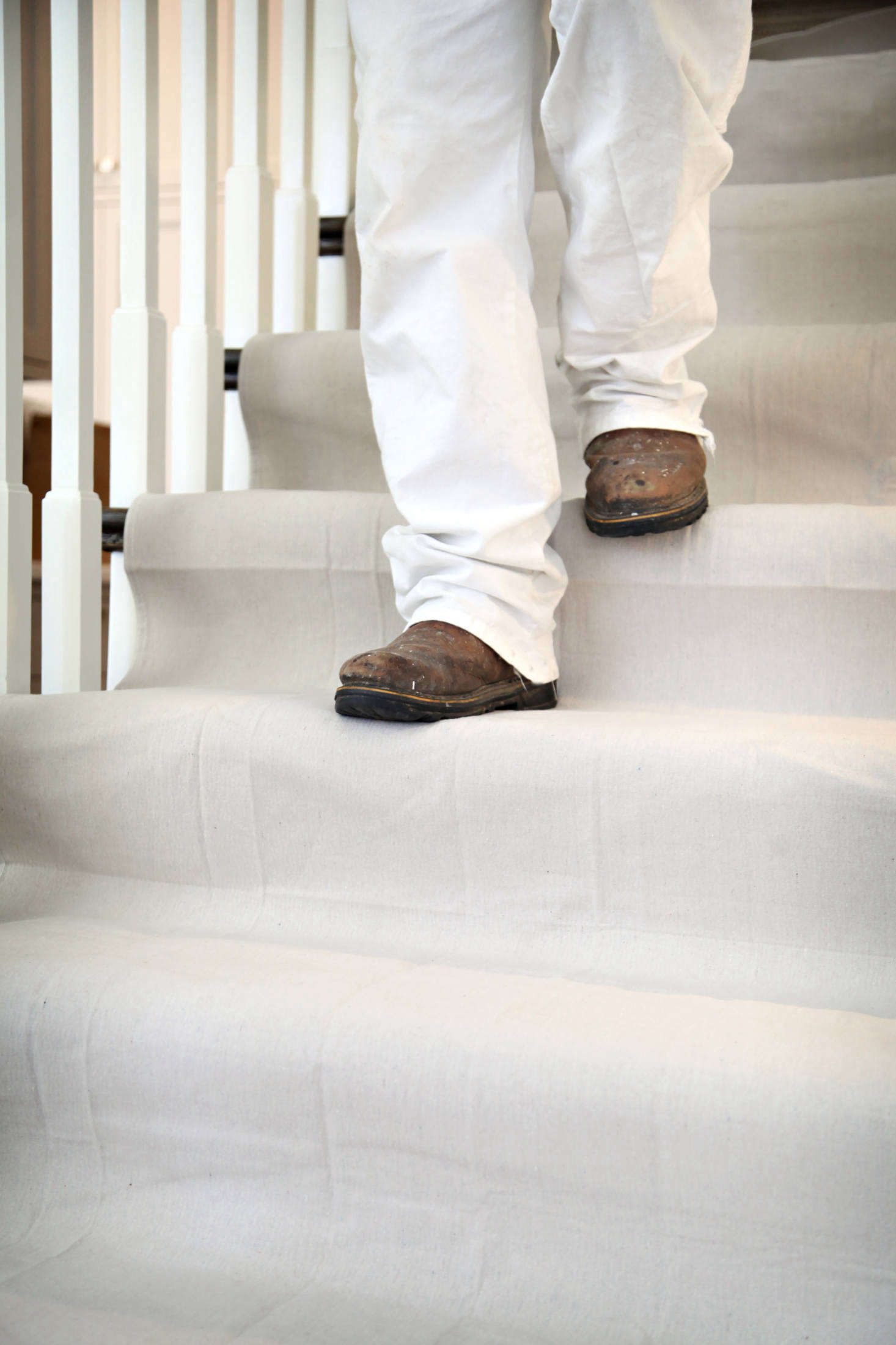 Trimaco’s Stay Put Canvas Dropcloths have three layers: a layer of absorbent canvas, a leak-resistant plastic layer, and a nonslip backing that makes the dropcloth 300 percent more slip-resistant than standard eight-ounce canvas.