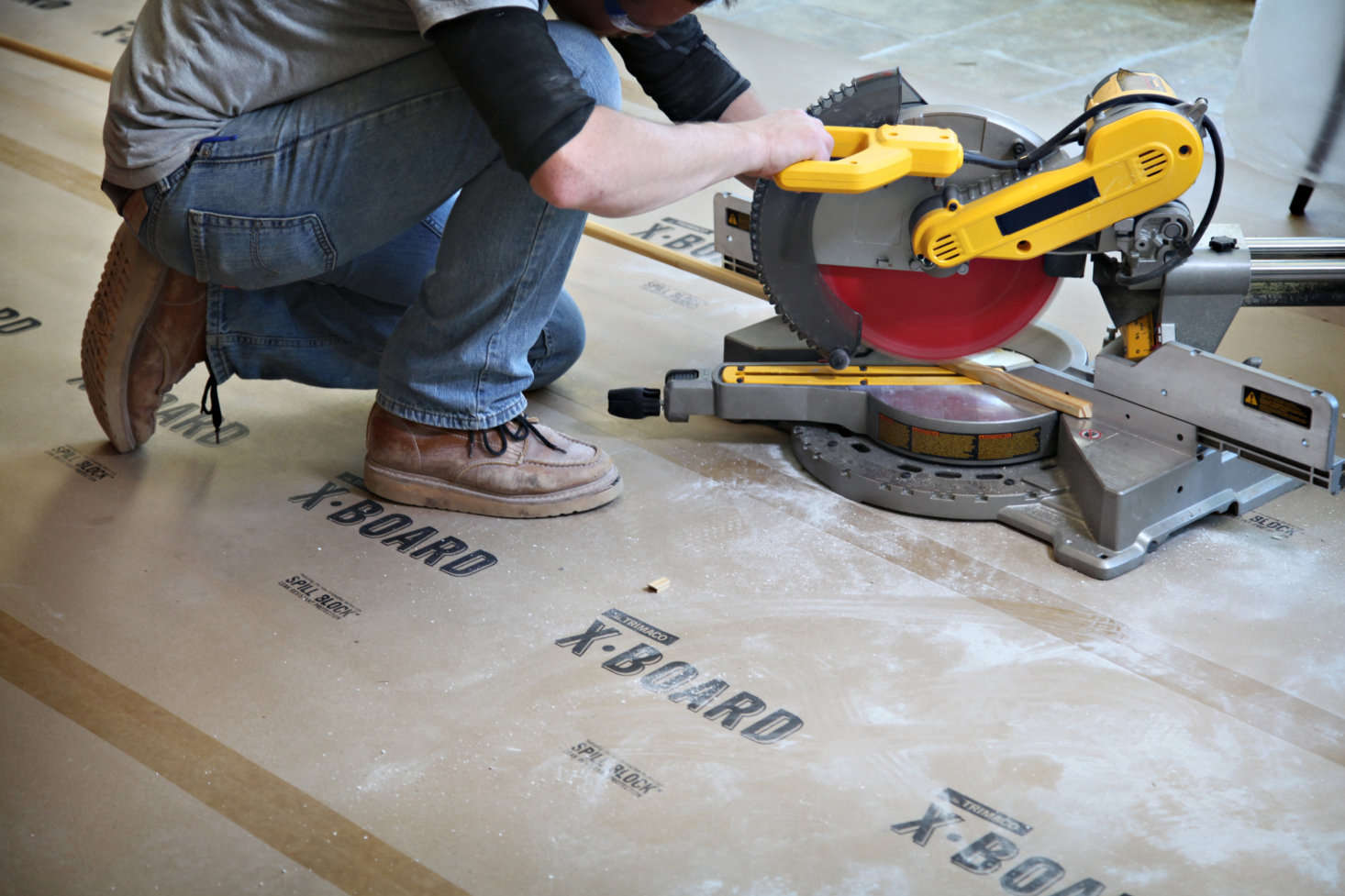 Trimaco’s X-Board is 2½ times thicker than standard builder’s paper and protects against paint, mud, water, and other liquid spills while remaining breathable enough for floors that are still curing.