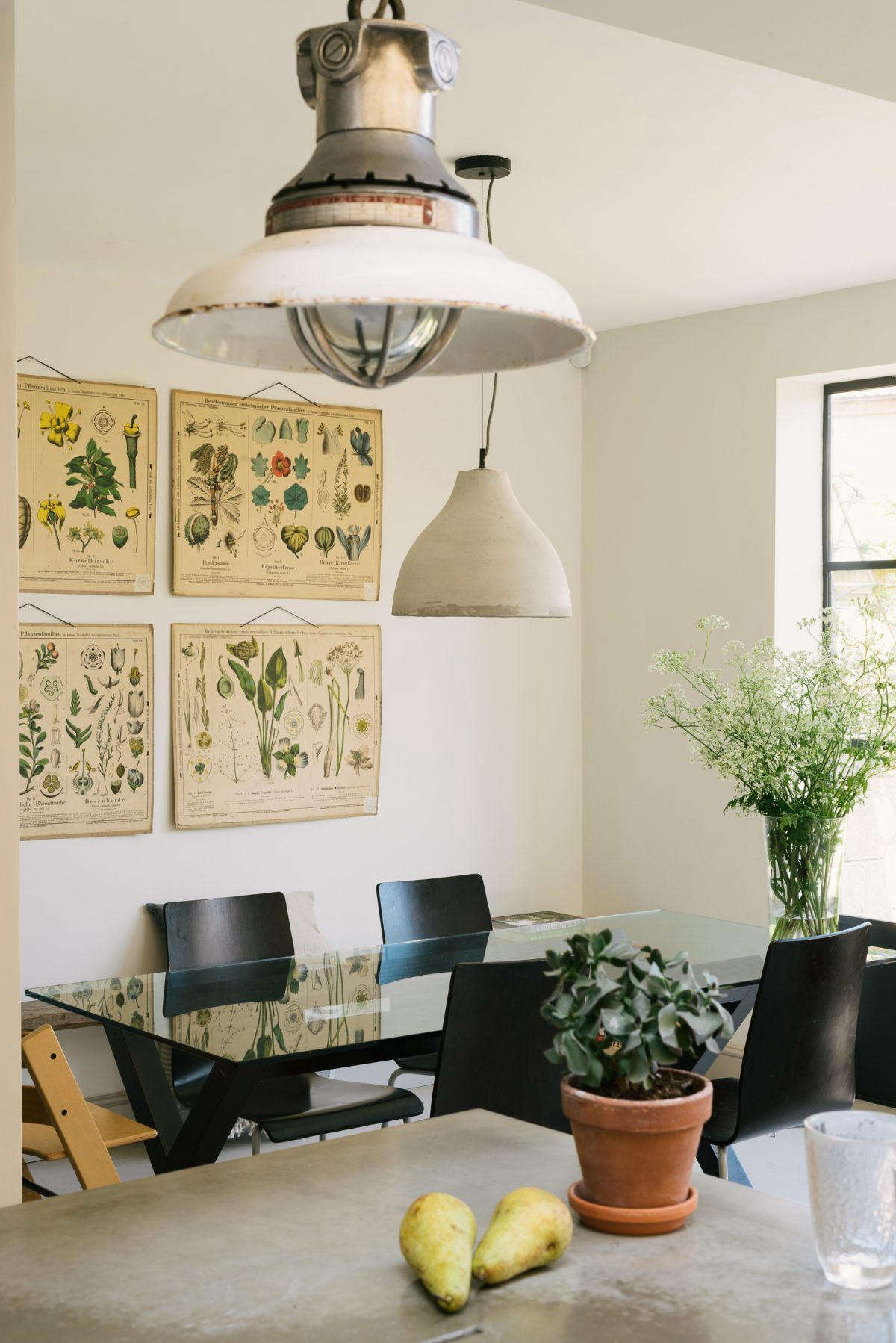 Hannah purchased the glass-topped dining table from the Conran Shop for her first flat in London years ago; it