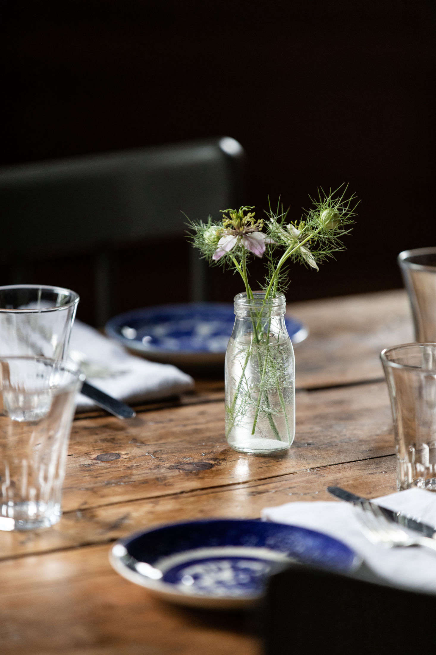 One of the servers, Ashley, provides the flowers each day from her own farm.