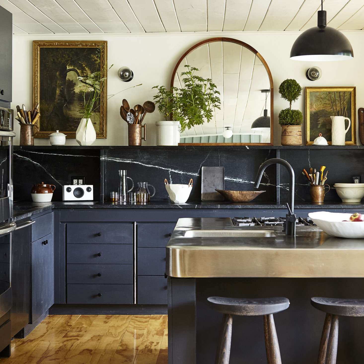 The lodge came with a recently installed kitchen, stainless-topped island included (see a Before photo below). 