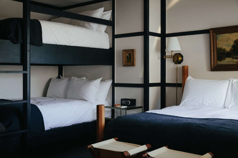 In the spirit of the racetrack, rooms are fitted with folding camp stools. For a few of our favorites, see 5 Favorites: The Elevated Camp Stool. (The guest rooms all have racetrack views.)