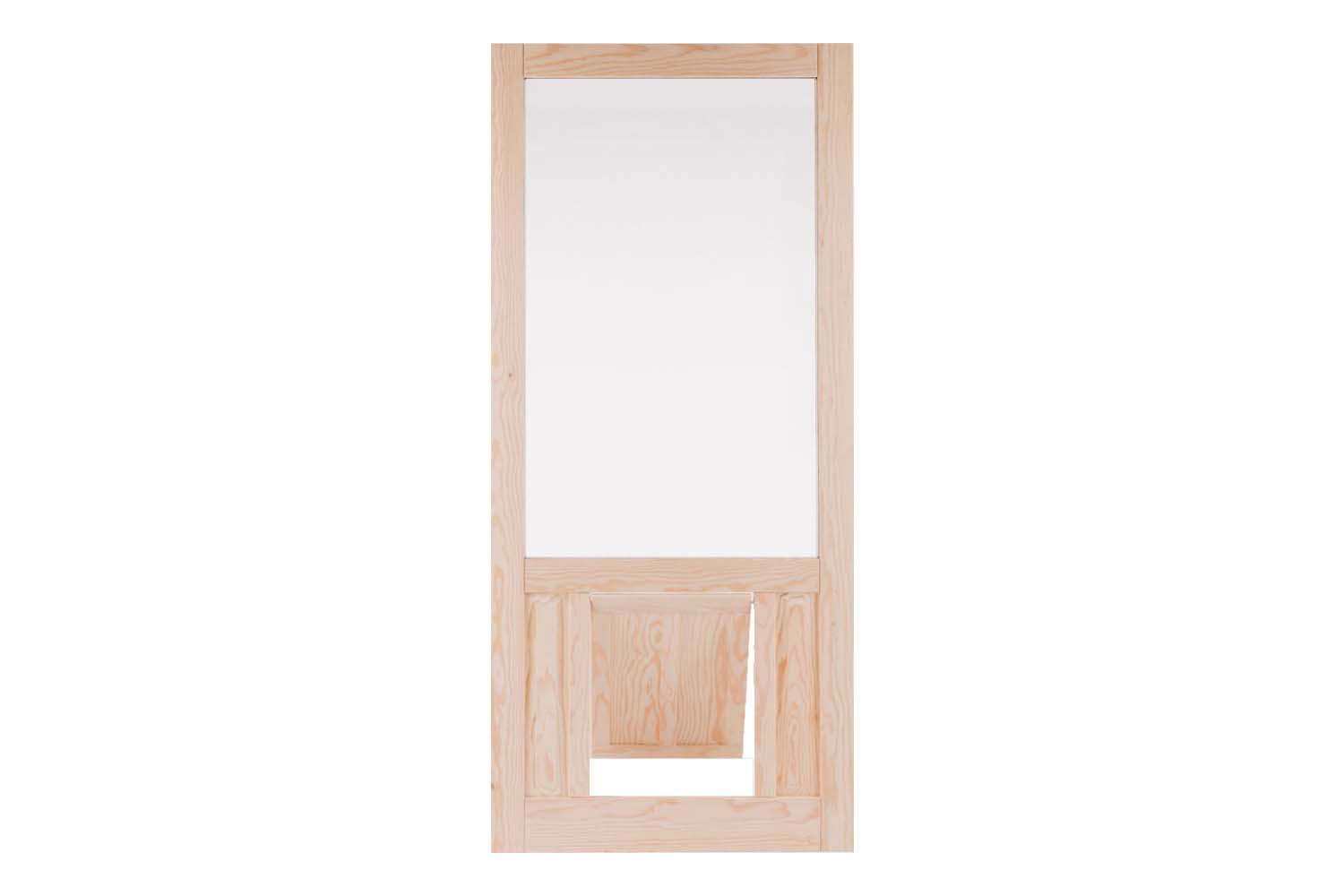 storm door with pet door built in