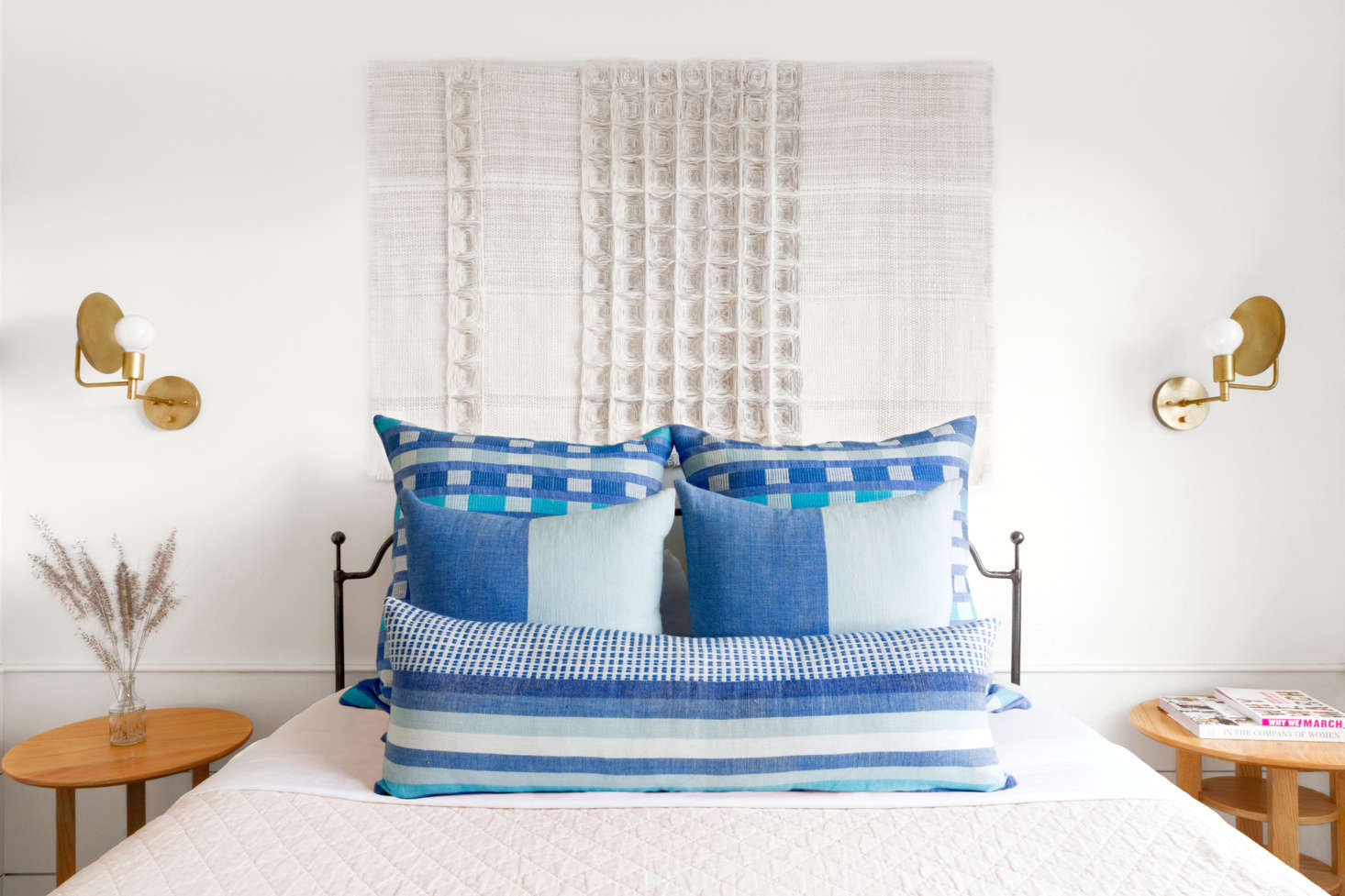 The collection in azure. The long lumbar size is a bestseller, says Hana.