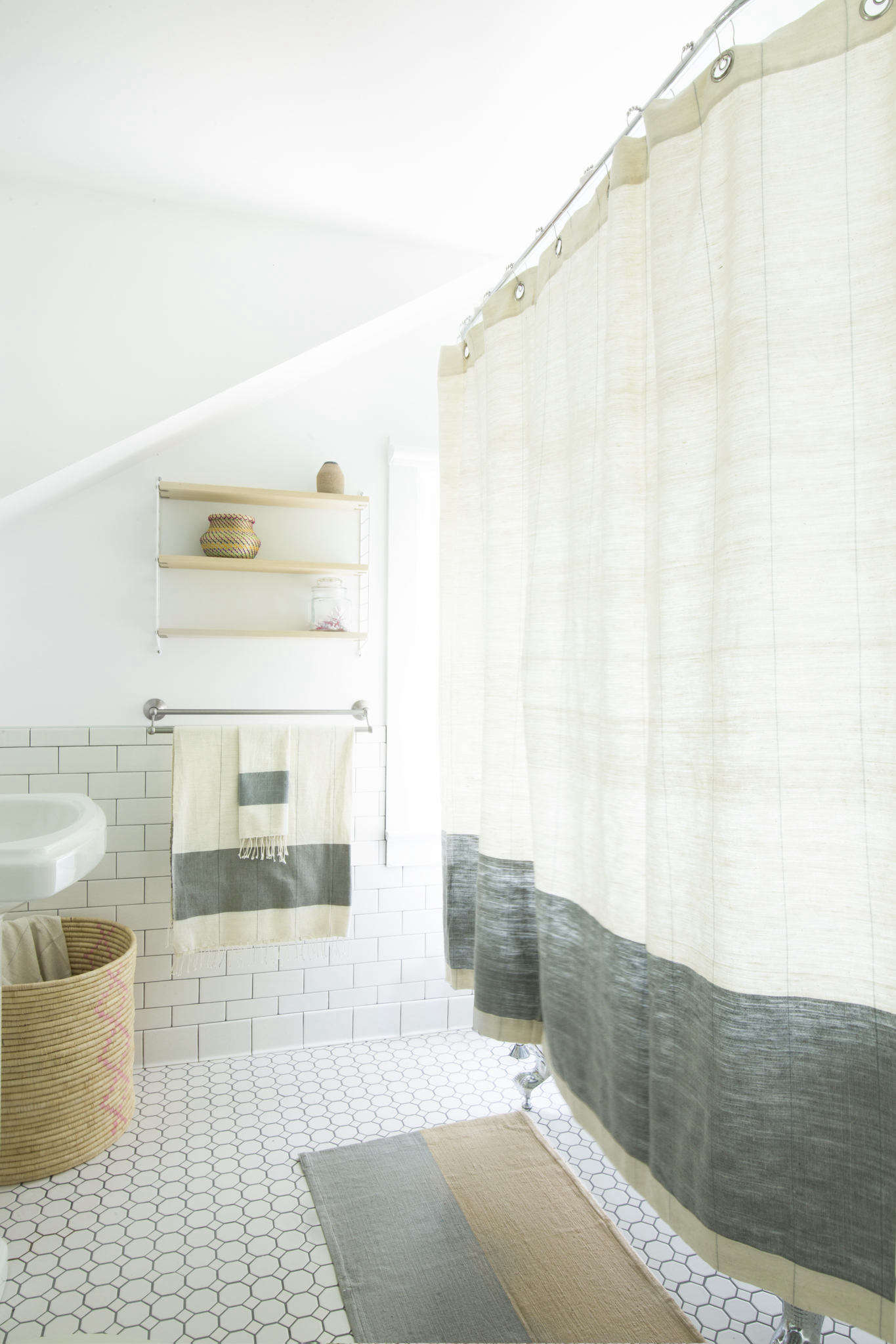 In a few weeks, Hana will launch her first bath collection, shown here in the neutral palette. The same weekend, her Brooklyn studio will begin having weekend 